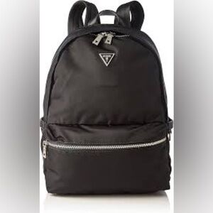 New Guess Black Backpack with Silver Accents